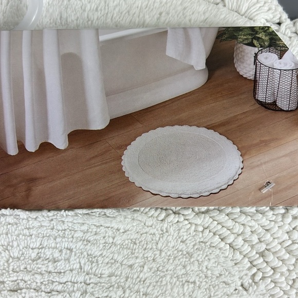 Shabby Chic Crochet Bath Mat Rug 100% Cotton White 26" Round Reversible NEW - Picture 7 of 8